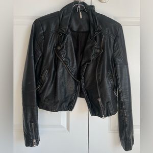 free people faux cropped leather jacket